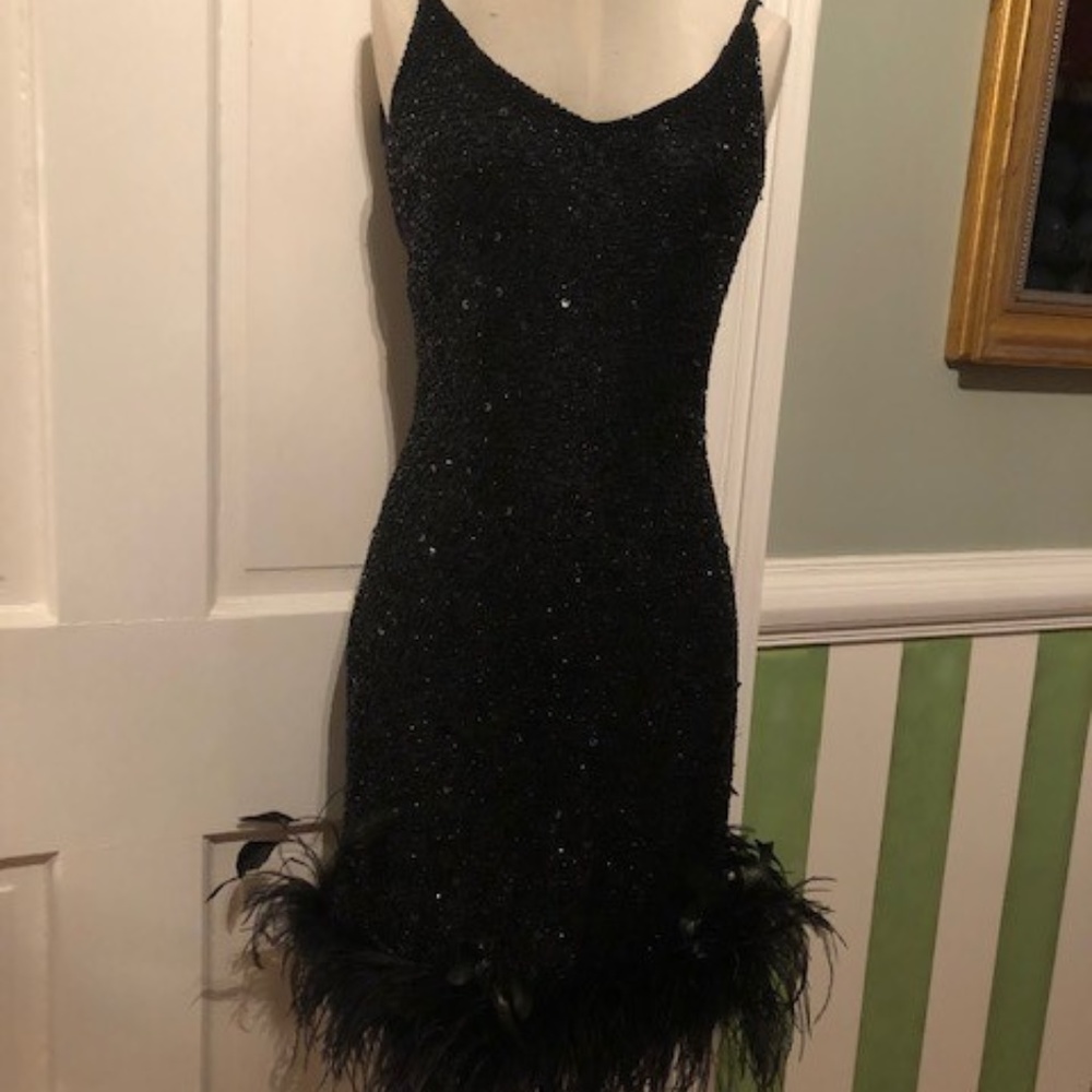 Designer black sequin dress
